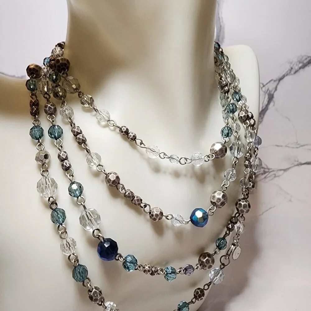 Premier Designs Vintage Long Blue Crystal Necklace Fashion Jewelry